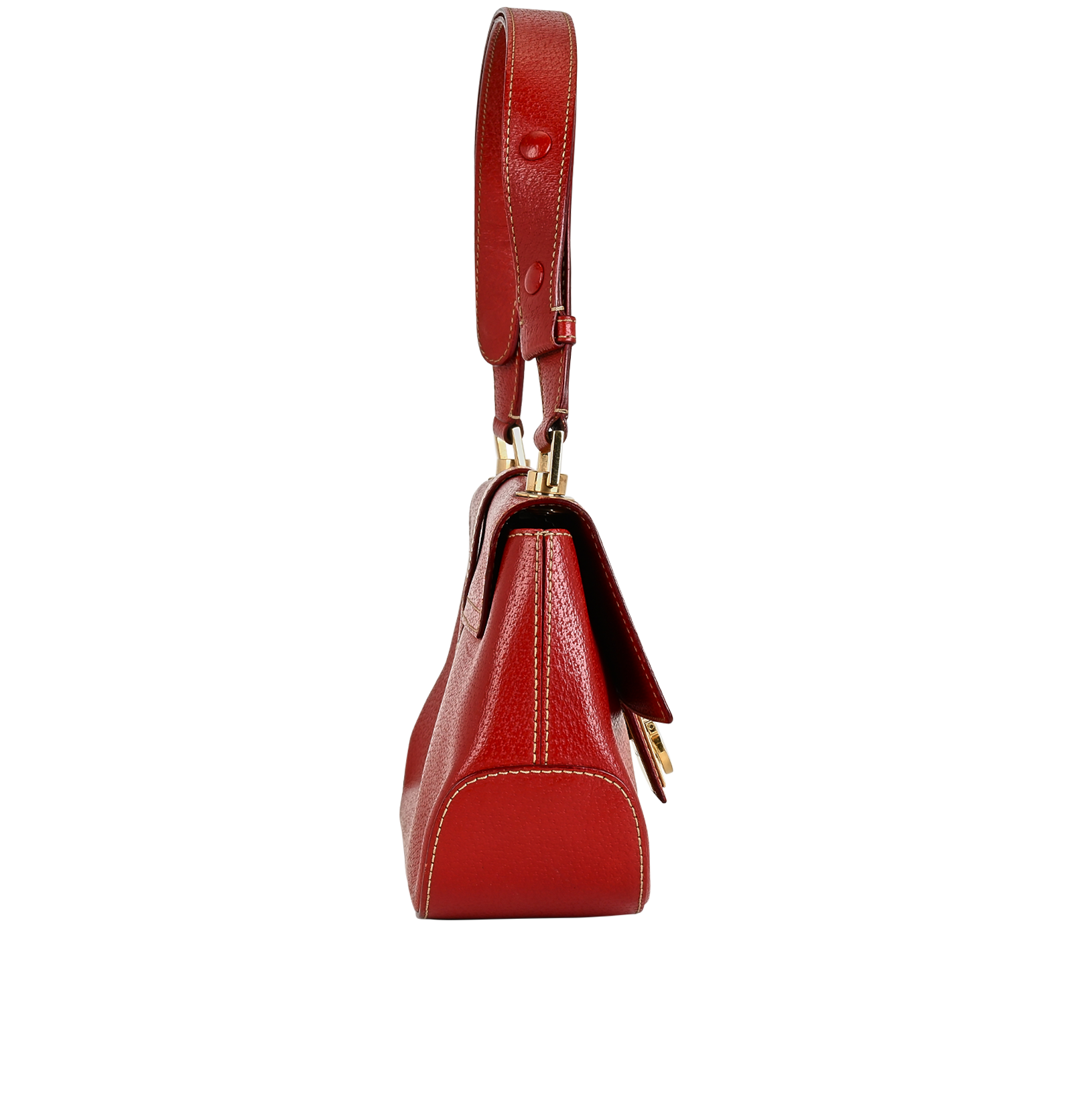 Gancini Flap Shoulder Bag, &pound;180, Handbags, Red, Leather, Side view